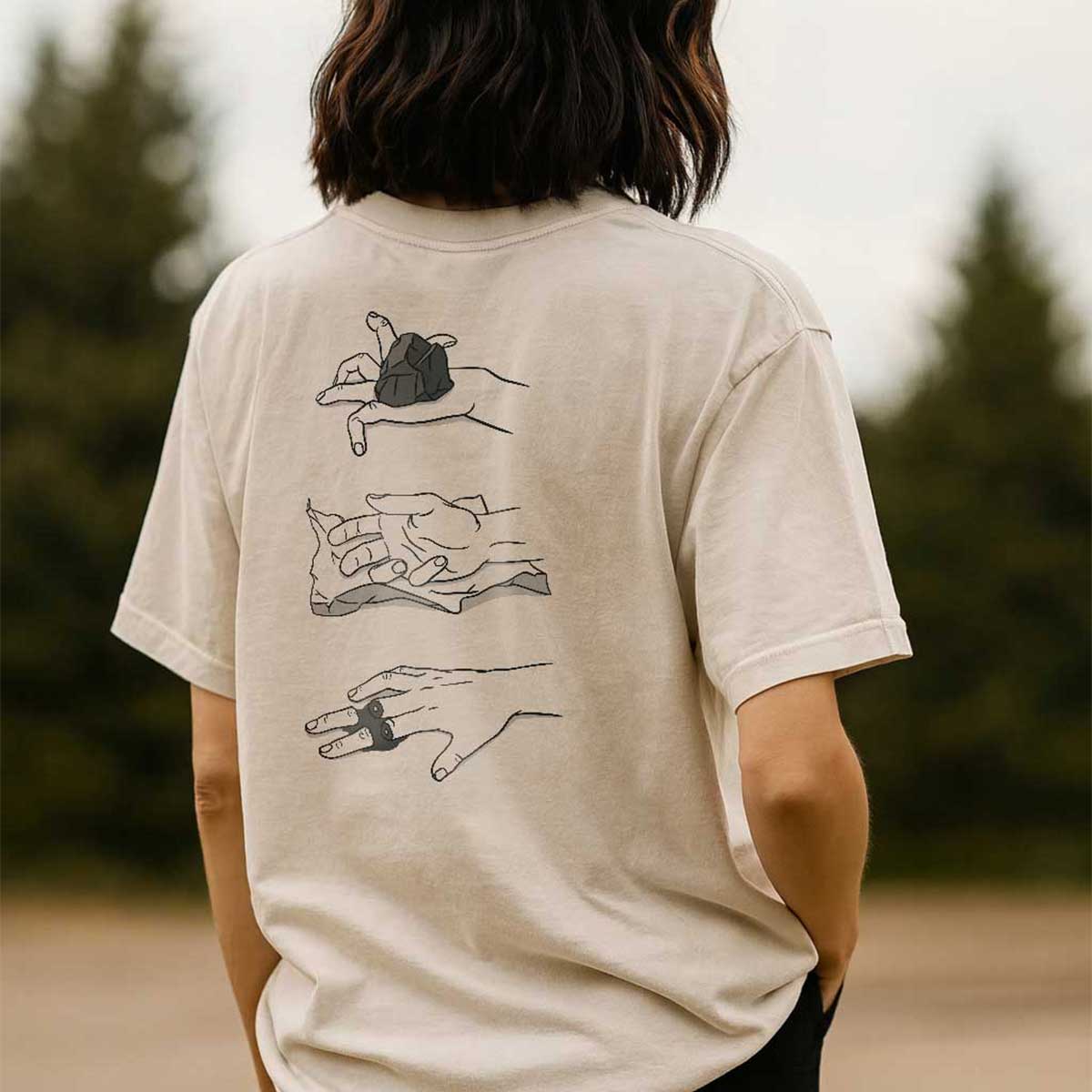 Rock, Paper, Scissors Unisex Oversized Faded T-Shirt