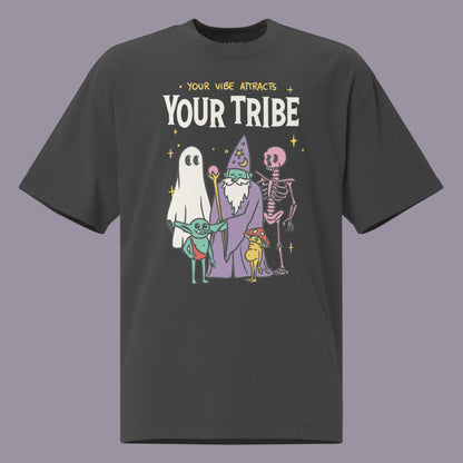 Your Vibe Attracts Your Tribe Oversized Faded T-shirt