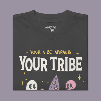 Your Vibe Attracts Your Tribe Oversized Faded T-shirt
