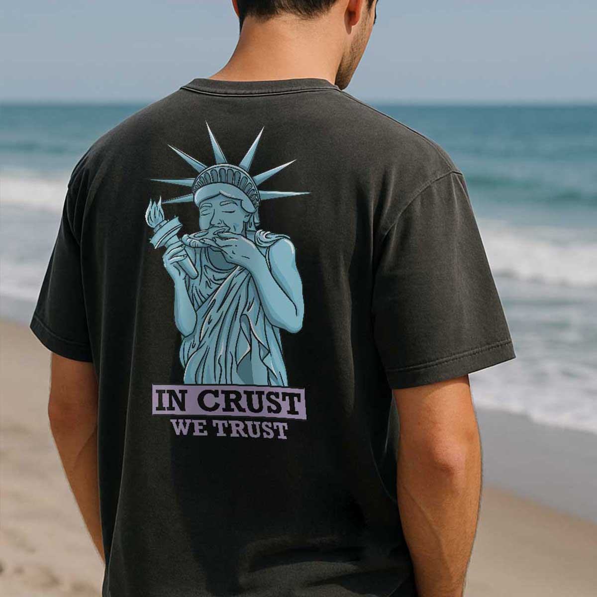 In Crust We Trust Unisex Oversized Faded T-Shirt