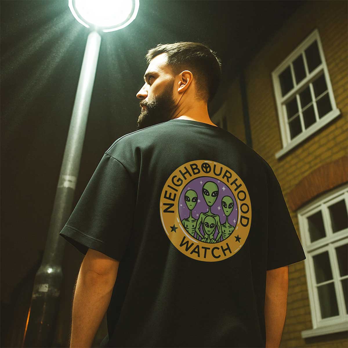 Neighbourhood Watch Unisex Oversized Faded T-Shirt