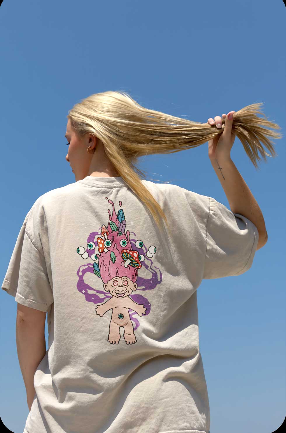 Psychedelic Troll Oversized Faded T-shirt