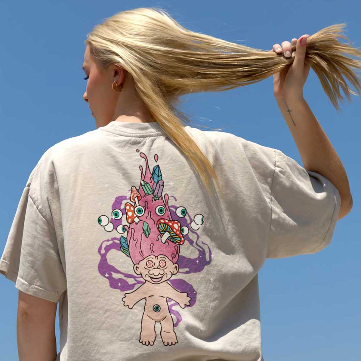 Psychedelic Troll Unisex Oversized Faded T-Shirt